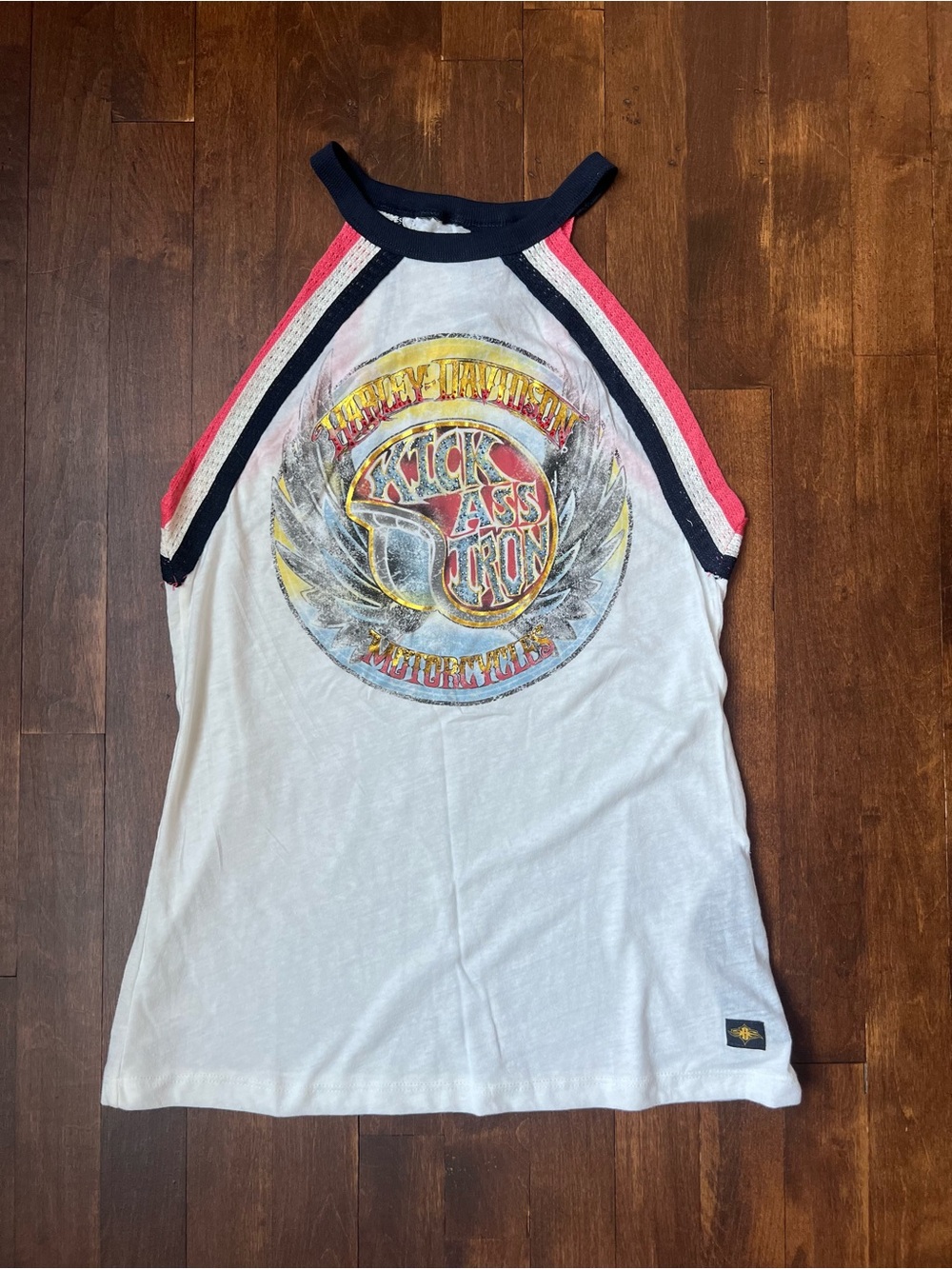 Harley-Davidson White Tank Top with Black and Pink Trim